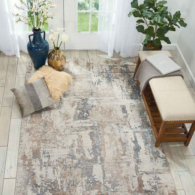Rustic Textures Abstract Rugs RUS06 in Beige Grey