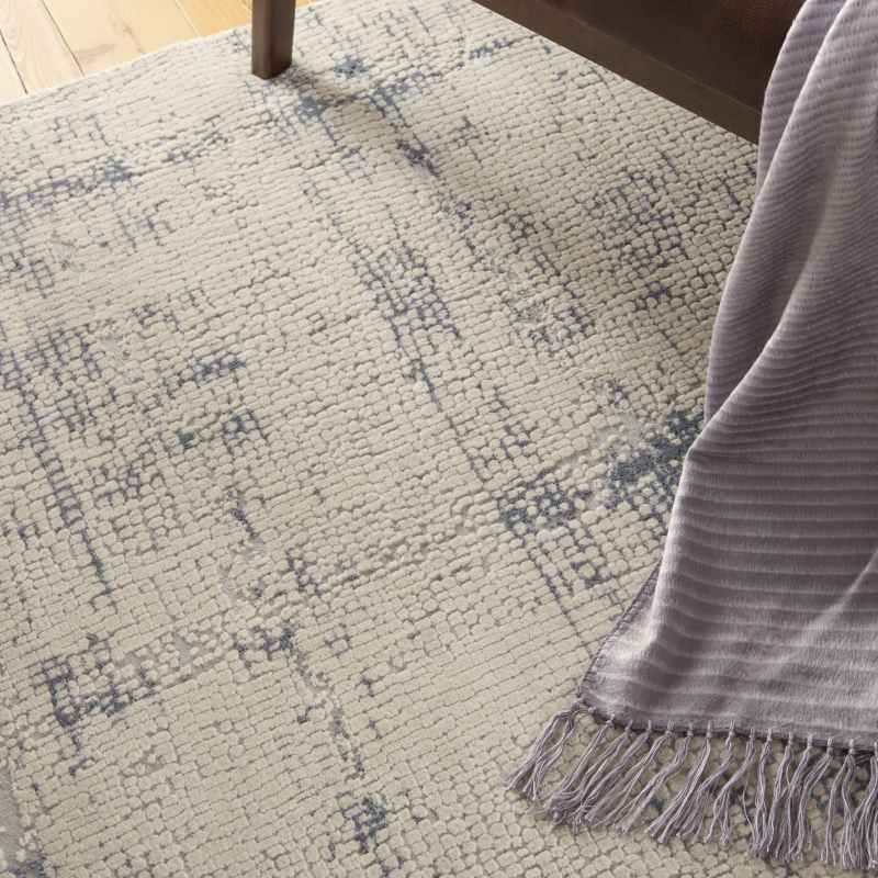 Rustic Textures Abstract Rugs RUS06 in Ivory Blue