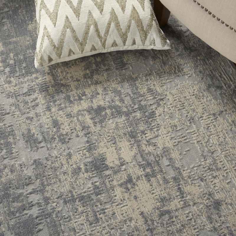 Rustic Textures RUS01 Abstract Rugs in Ivory Silver Grey