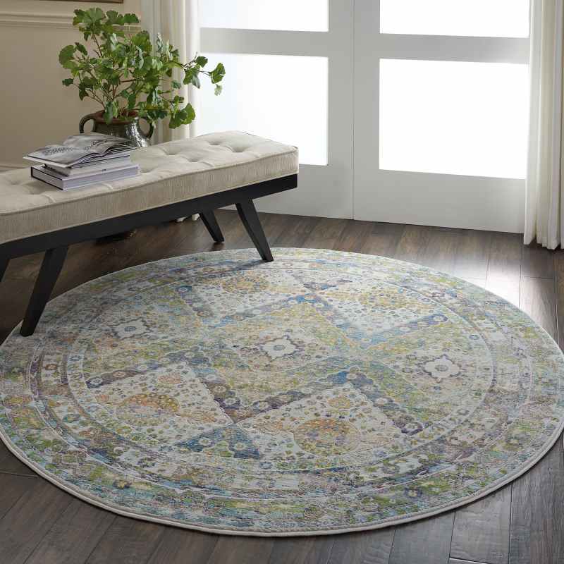 Ankara Global Circle Traditional Persian Rugs ANR07 in Blue Grey
