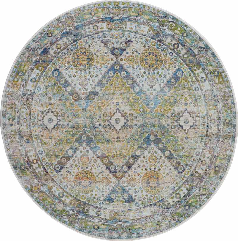 Ankara Global Circle Traditional Persian Rugs ANR07 in Blue Grey