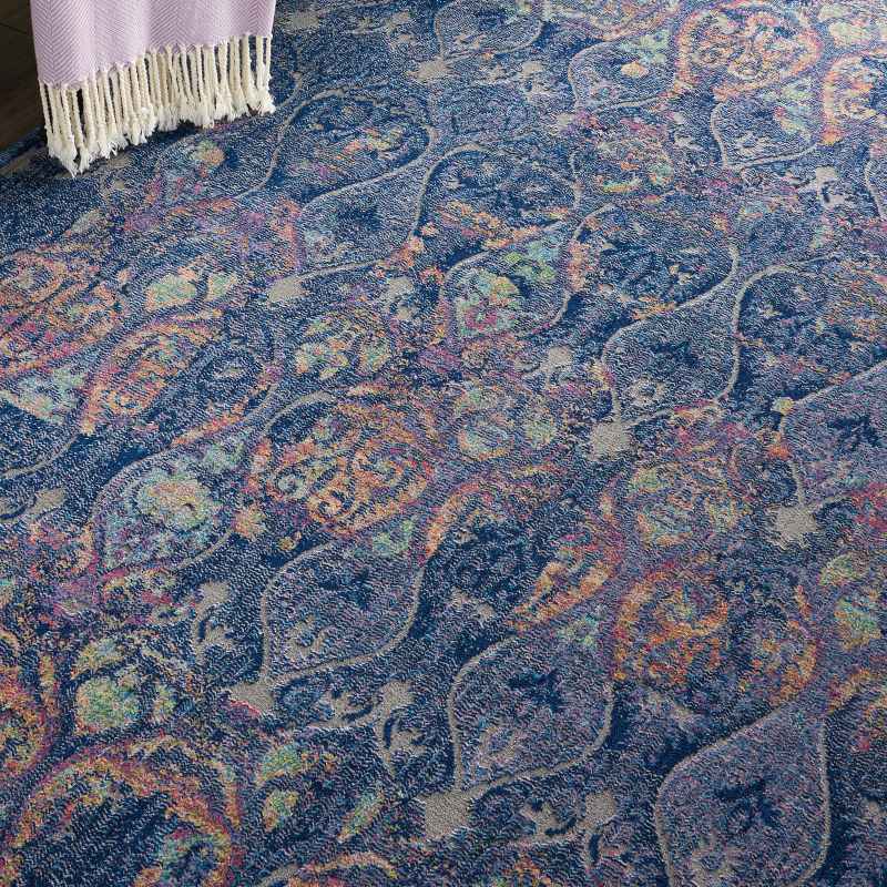 Ankara Global Traditional Persian Circle Rugs ANR08 in Navy Blue