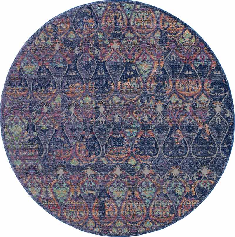 Ankara Global Traditional Persian Circle Rugs ANR08 in Navy Blue