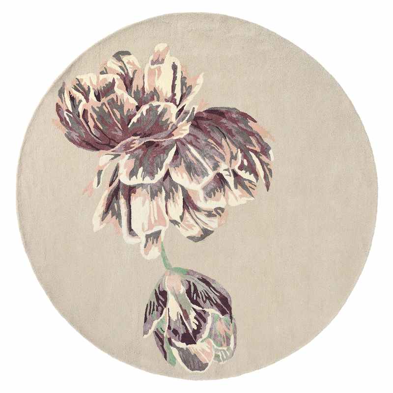 Tranquility Round Rugs 56001 by Ted Baker in Beige