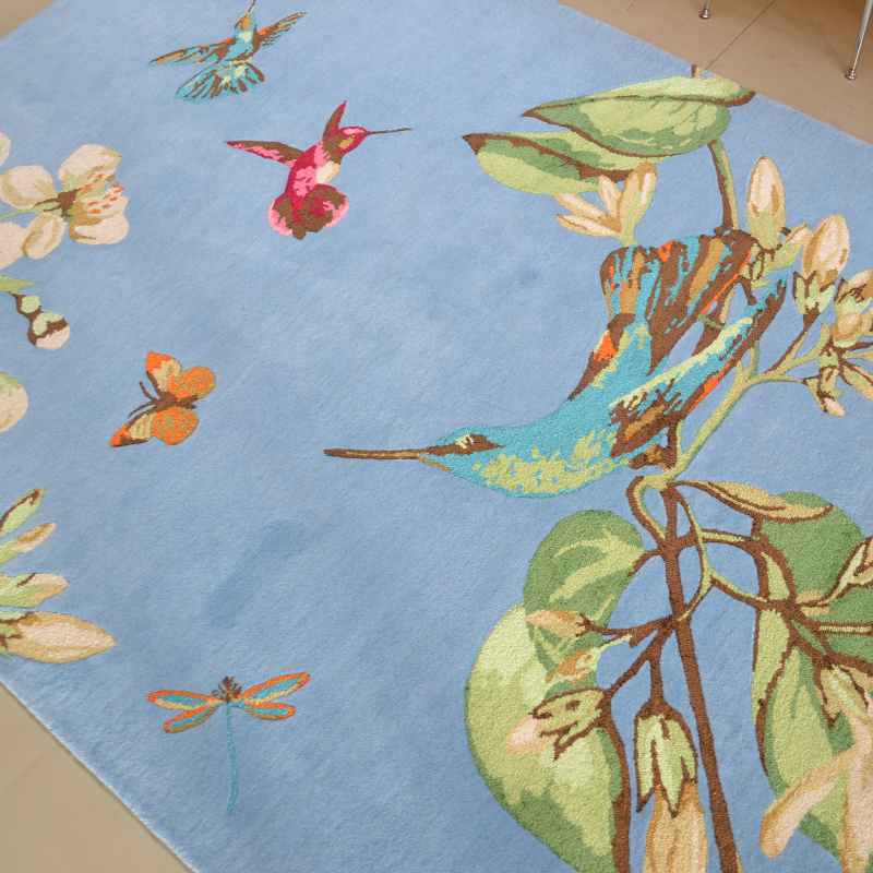 Hummingbird Wool Rugs 37808 by Wedgwood in Blue