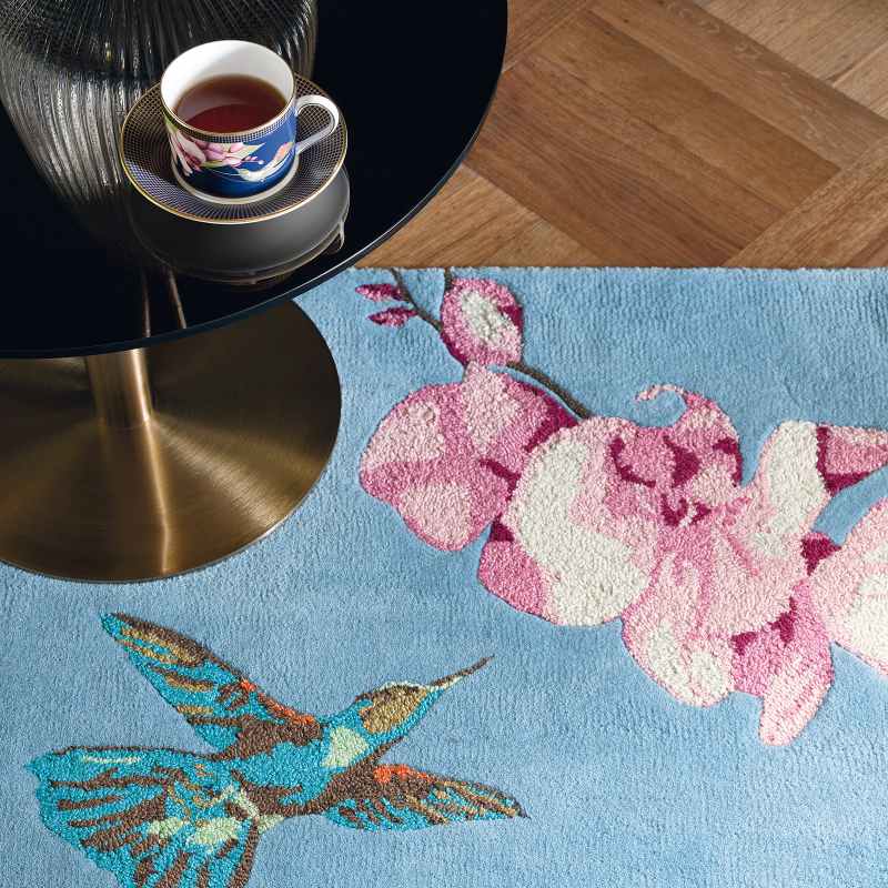 Hummingbird Wool Rugs 37808 by Wedgwood in Blue
