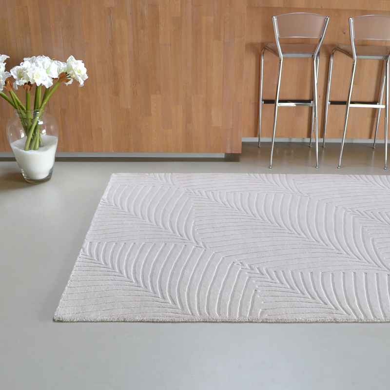 Folia Carved Wool Rugs 38301 by Wedgwood in Stone Beige