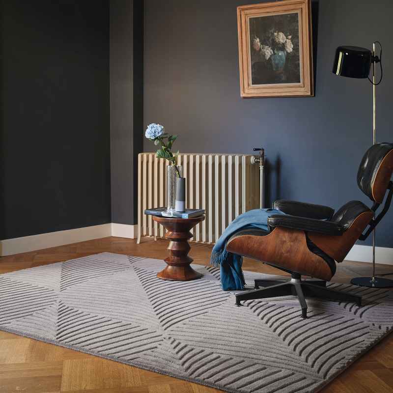 Folia Carved Wool Rugs 38305 by Wedgwood in Grey
