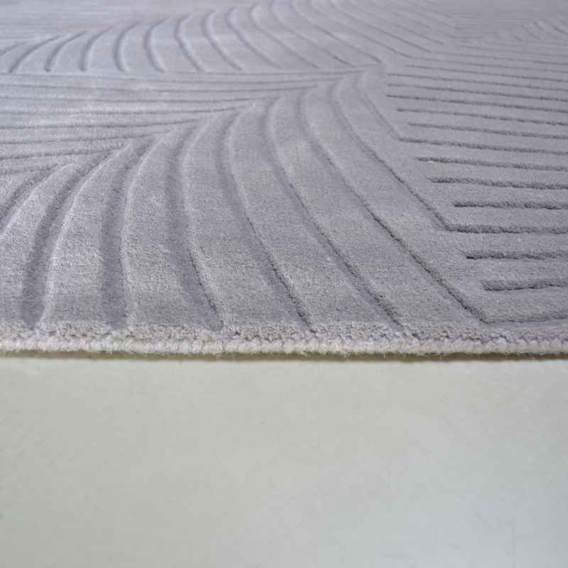Folia Carved Wool Rugs 38305 by Wedgwood in Grey