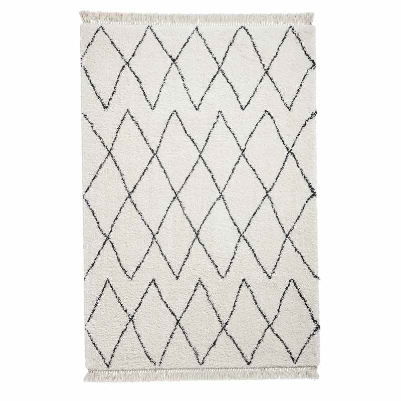 Boho 8280 Berber Shaggy Modern Rugs in White Black