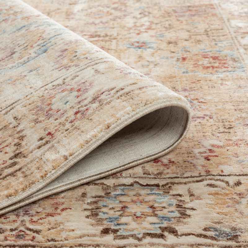 Alia 513A2 Traditional Border Rugs in Beige Cream