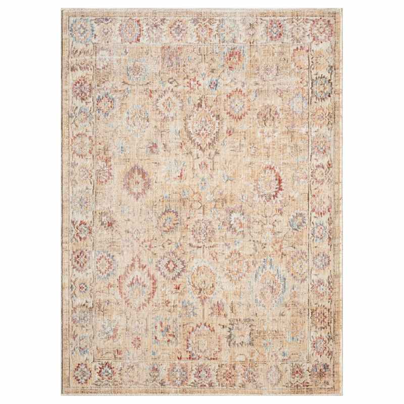Alia 513A2 Traditional Border Rugs in Beige Cream