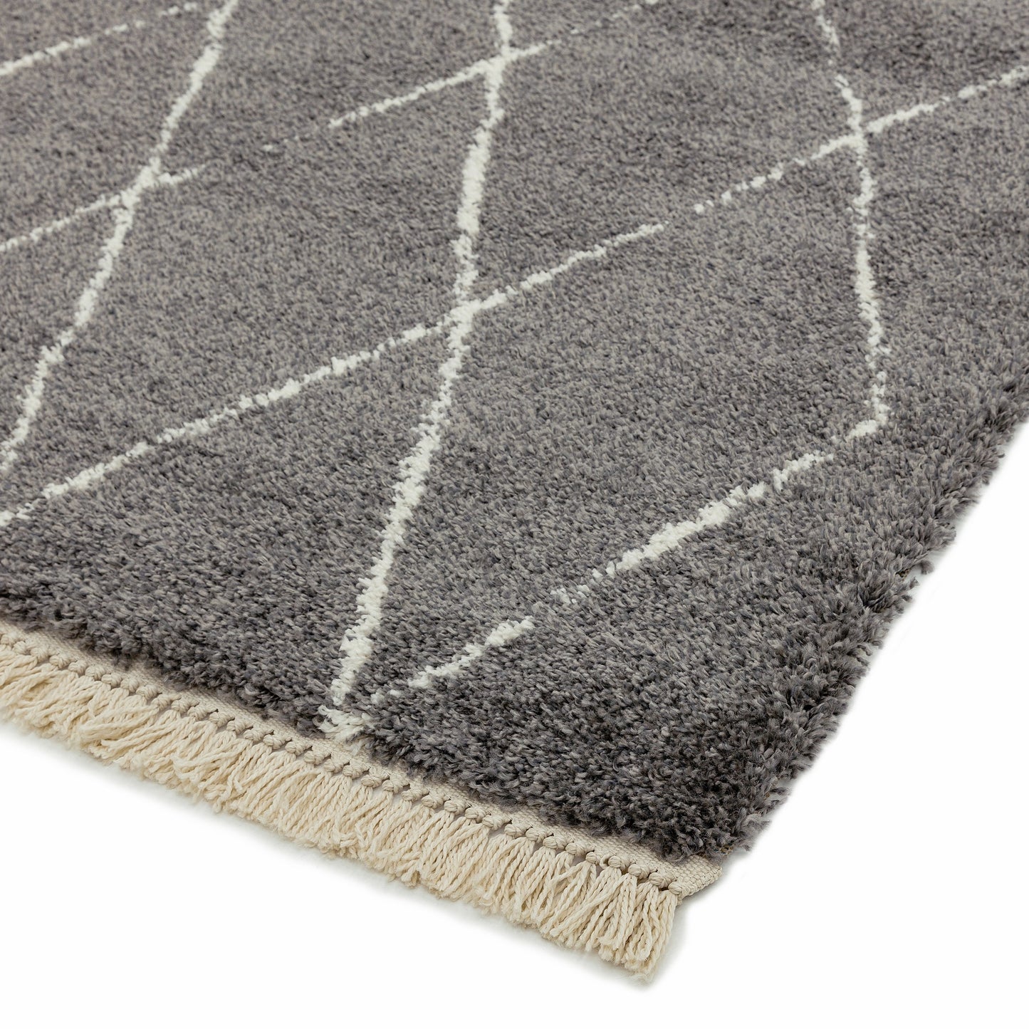 Rocco Diamond Boho Moroccan Rugs RC07 in Grey