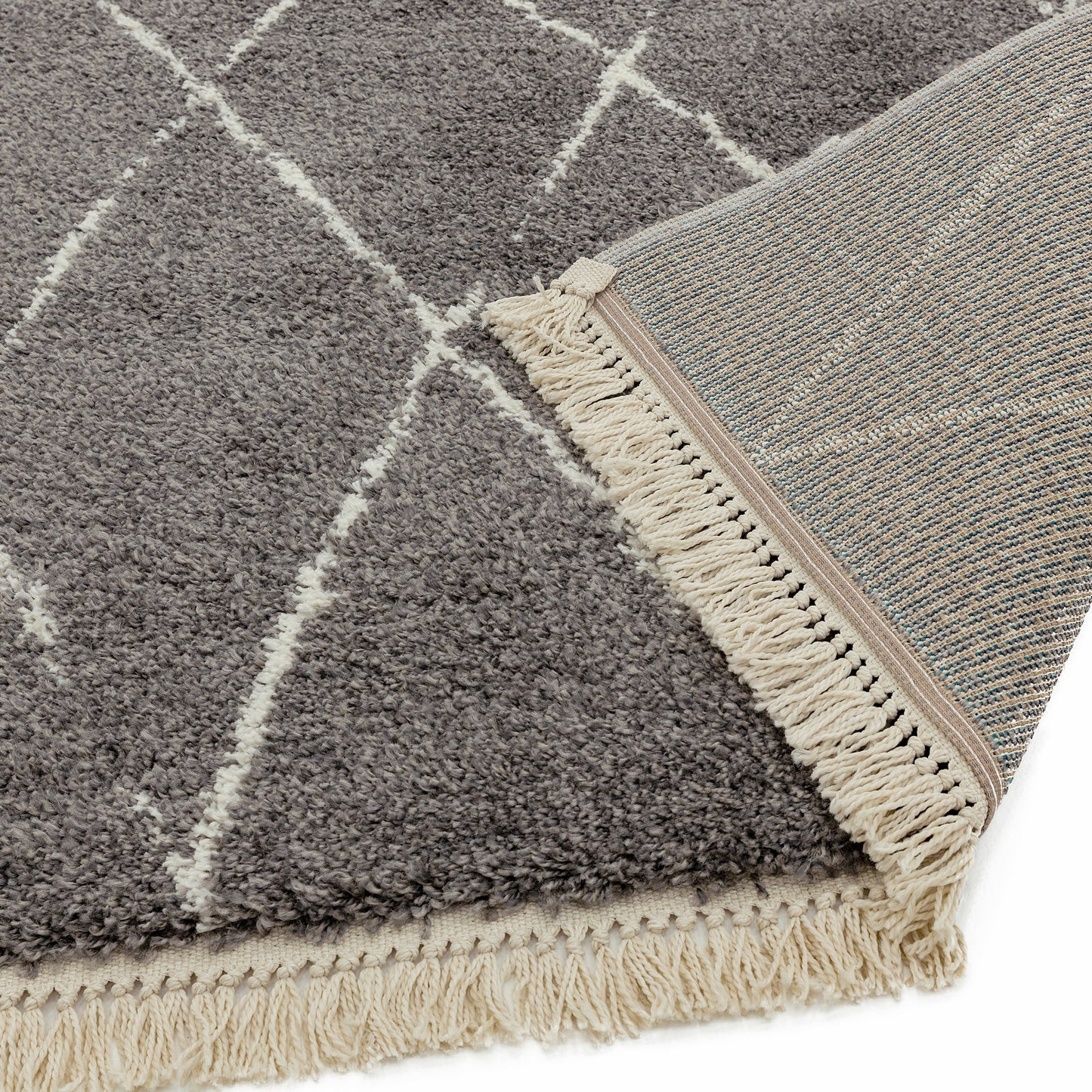 Rocco Diamond Boho Moroccan Rugs RC07 in Grey