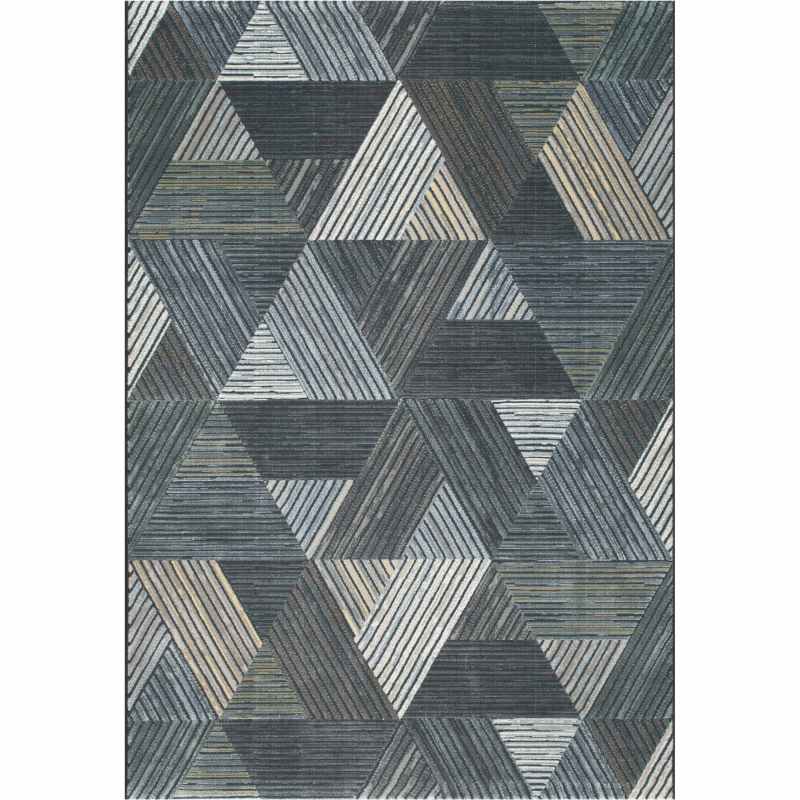 Canyon Geometric Carved 52047 5555 Rugs in Midnight Black