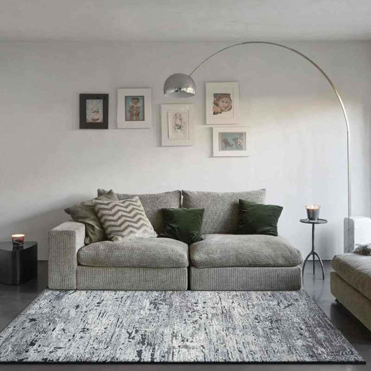 Canyon 52065 3525 Abstract Textured Rugs in Silver Grey