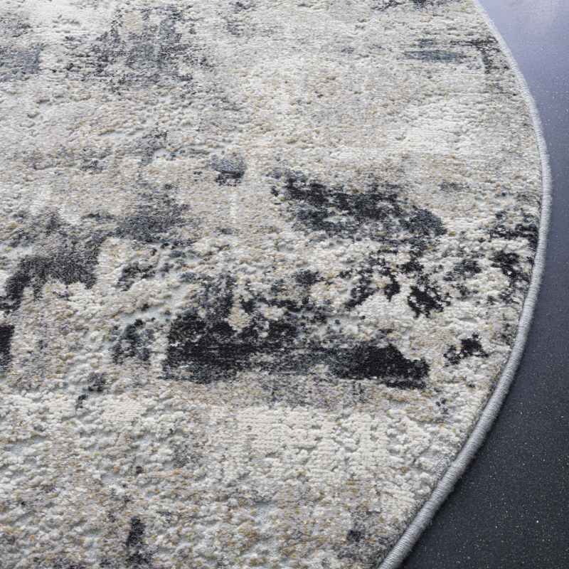Canyon Abstract Modern Textured Circle Rug 52078 6626 in Grey
