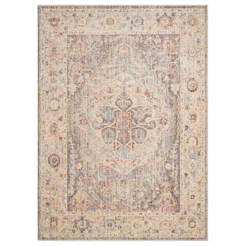 Alia 524AK Traditional Border Rugs in Beige Light Blue