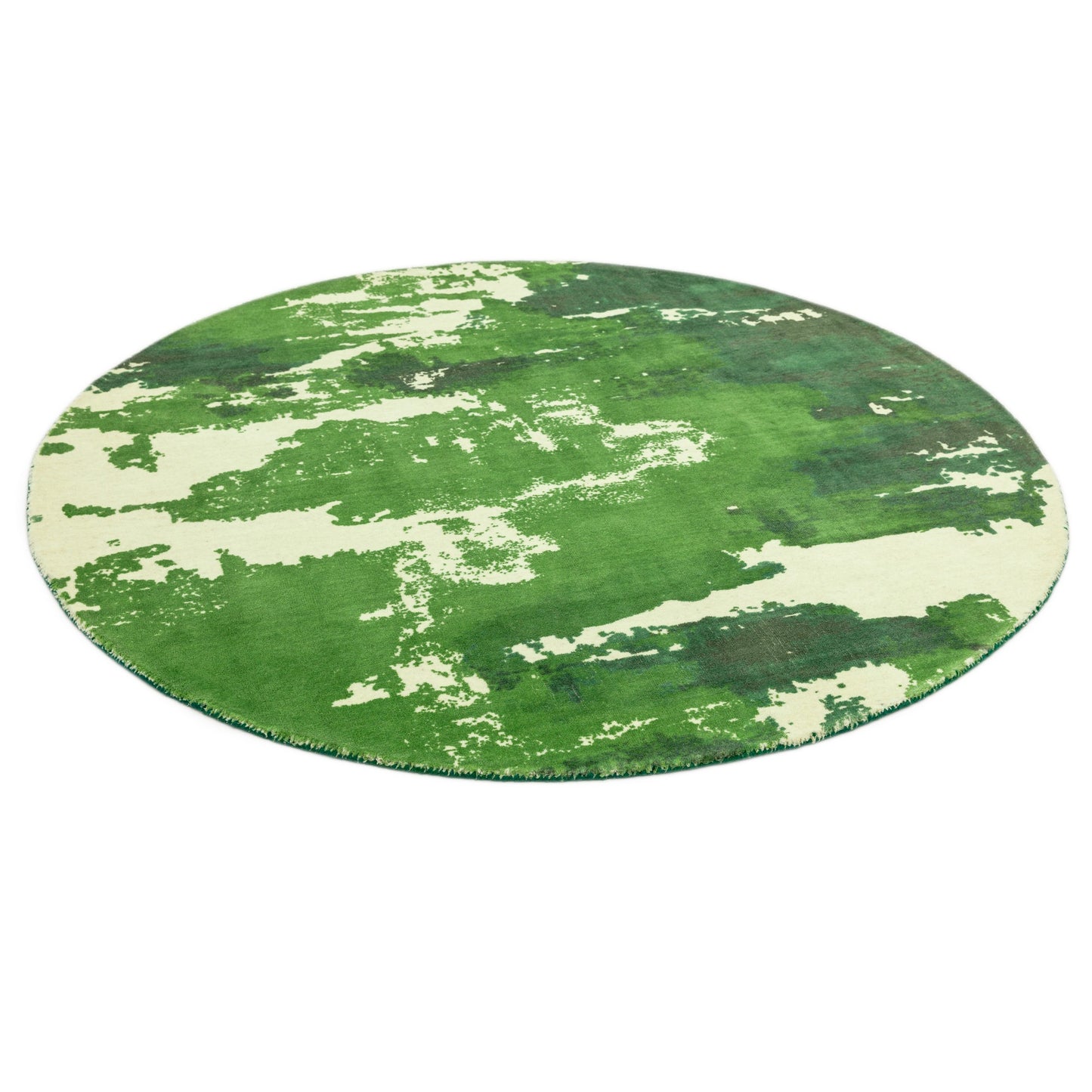 Saturn Abstract circle Round Wool Rugs in Green
