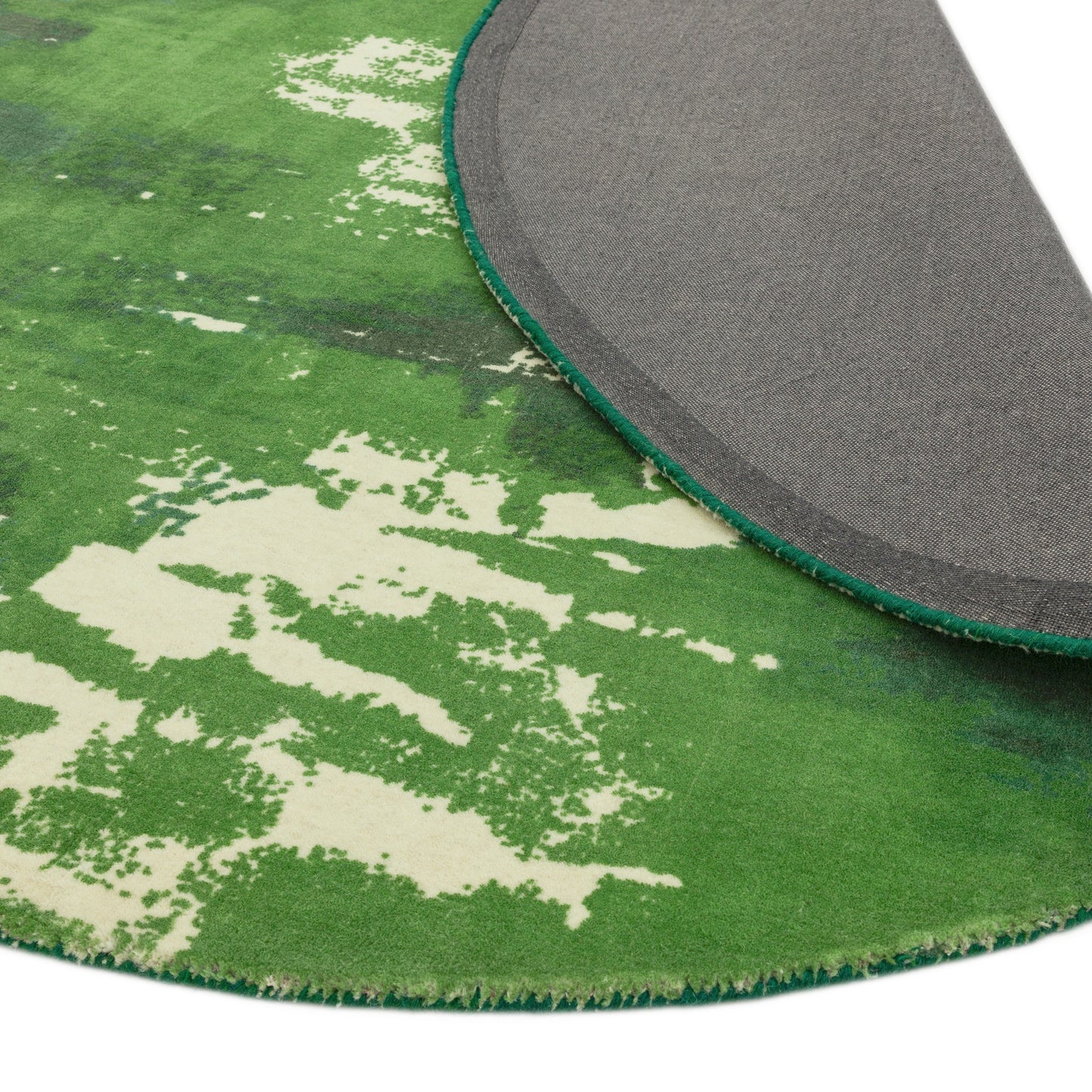 Saturn Abstract circle Round Wool Rugs in Green