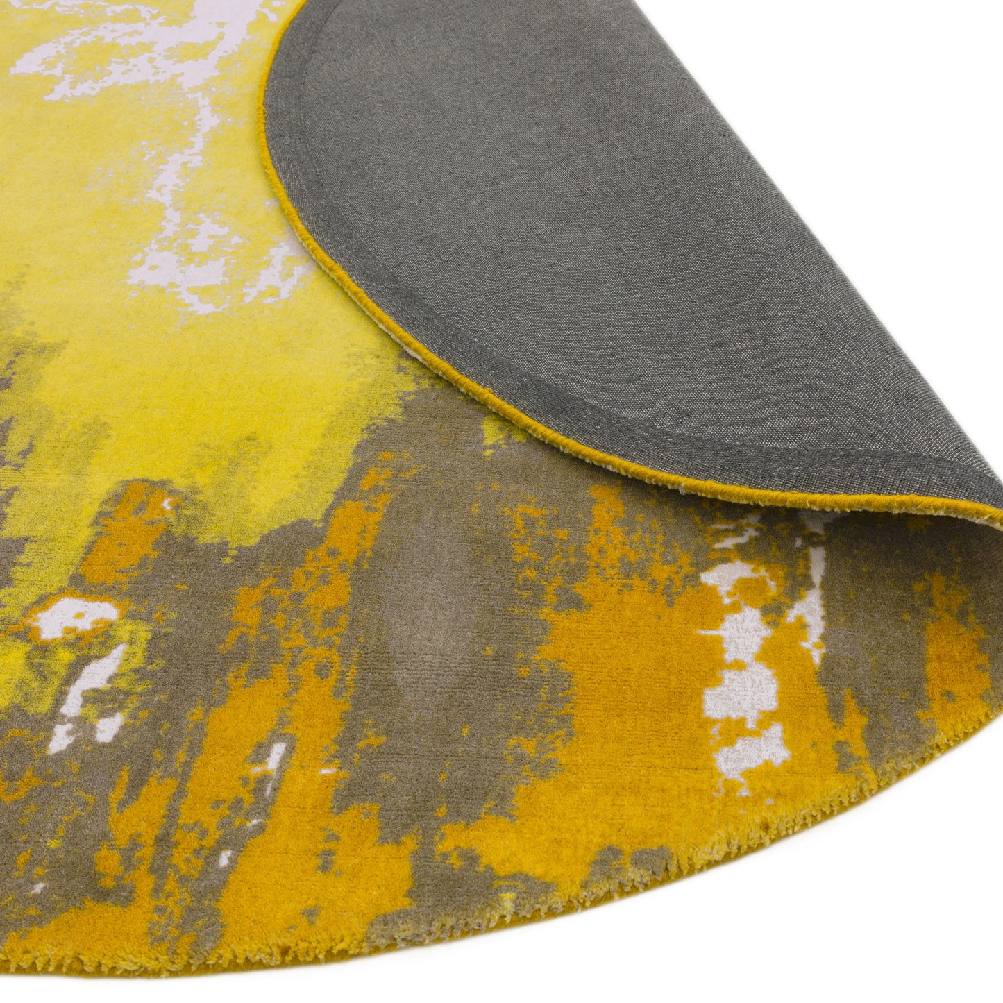 Saturn Abstract circle Round Wool Rugs in Yellow