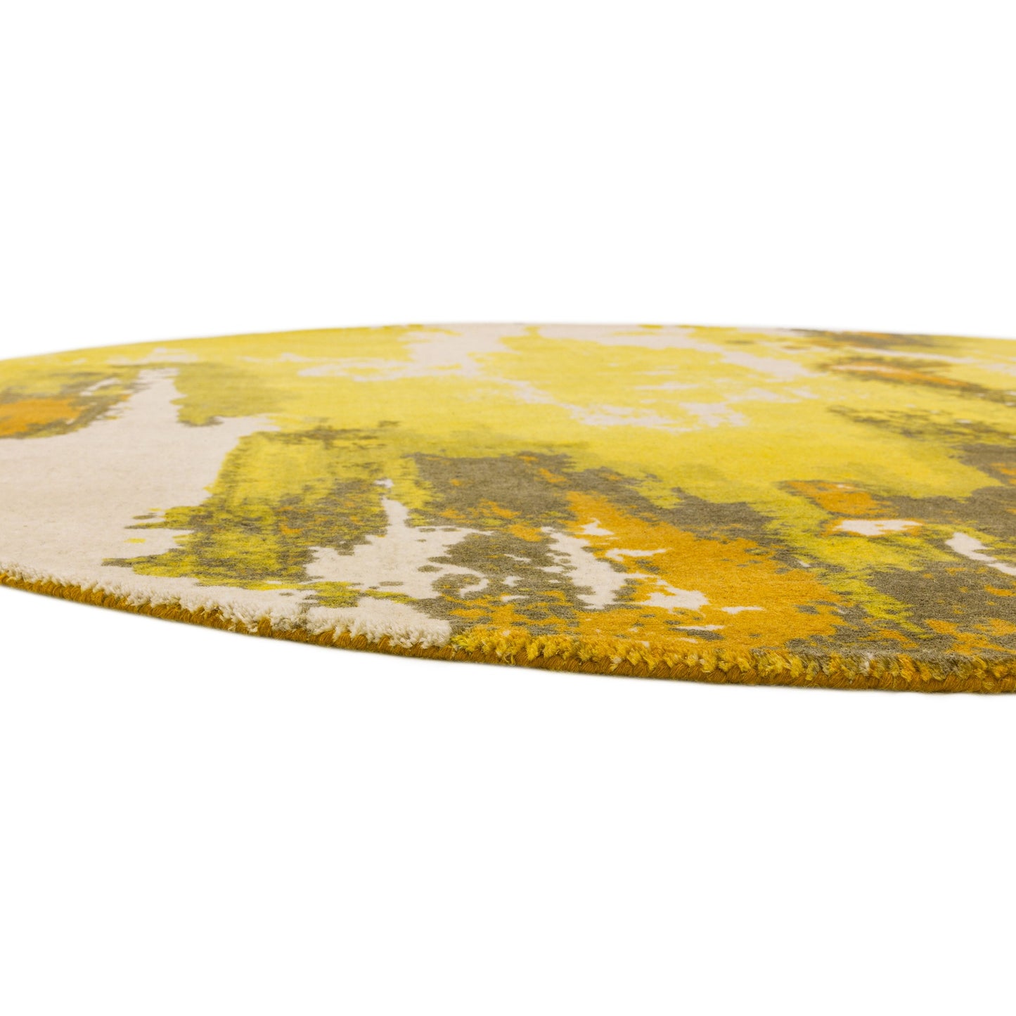 Saturn Abstract circle Round Wool Rugs in Yellow