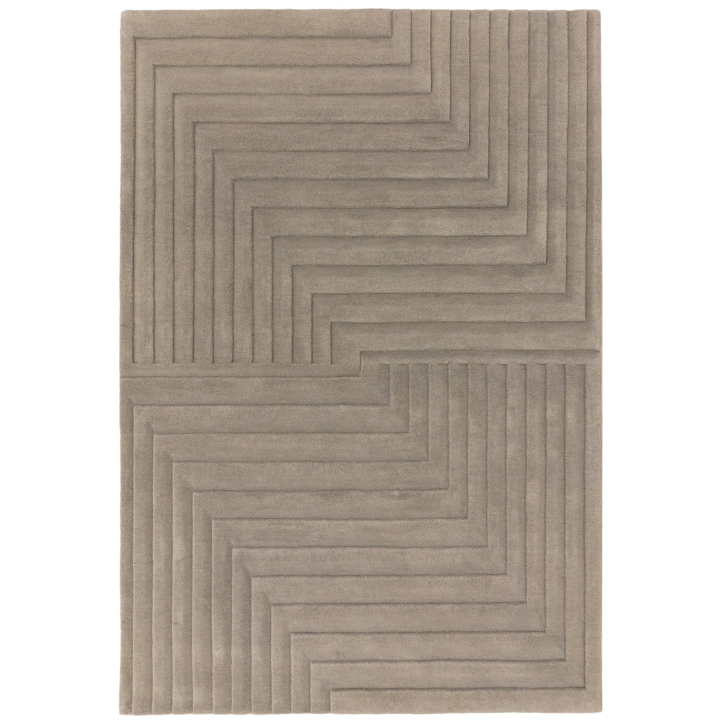 Form Modern Plain Ridged Wool Rugs in Silver Grey