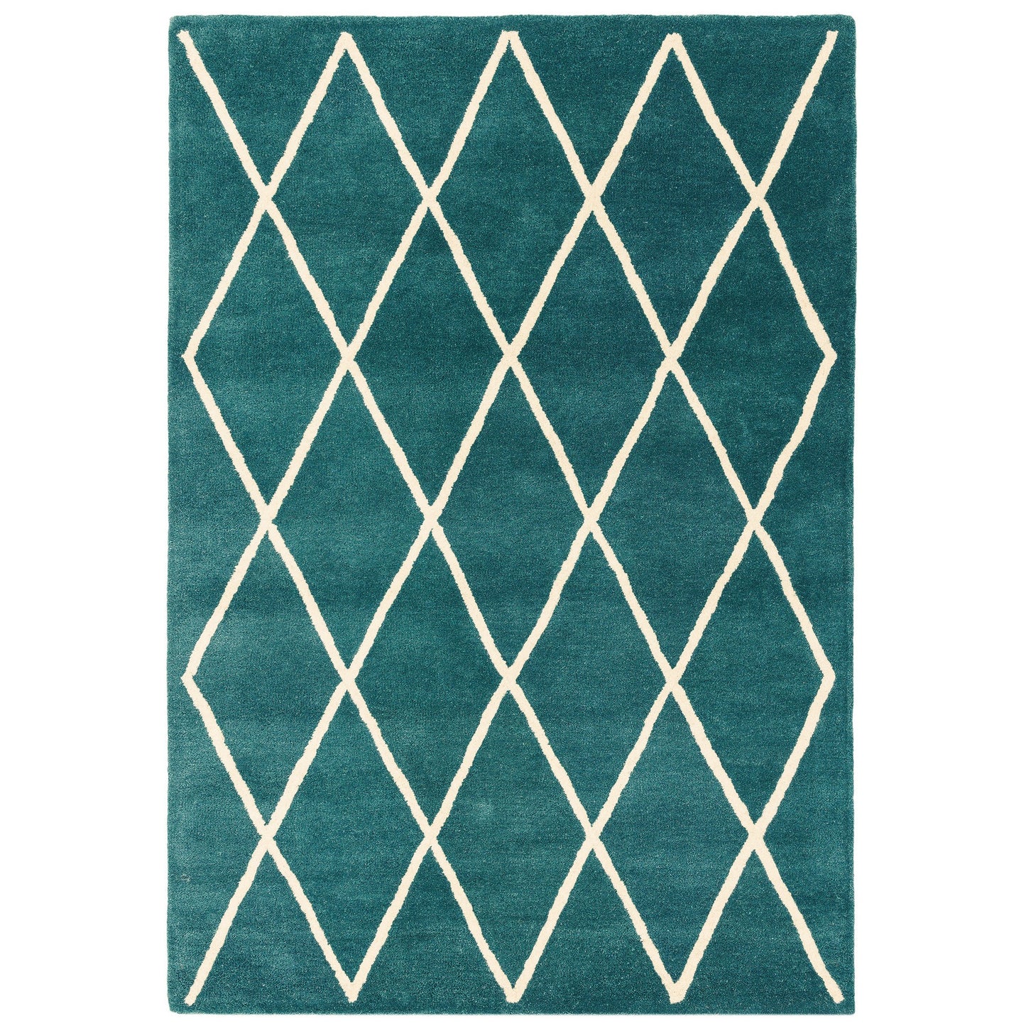 Albany Modern Diamond Wool Rugs in Teal Blue