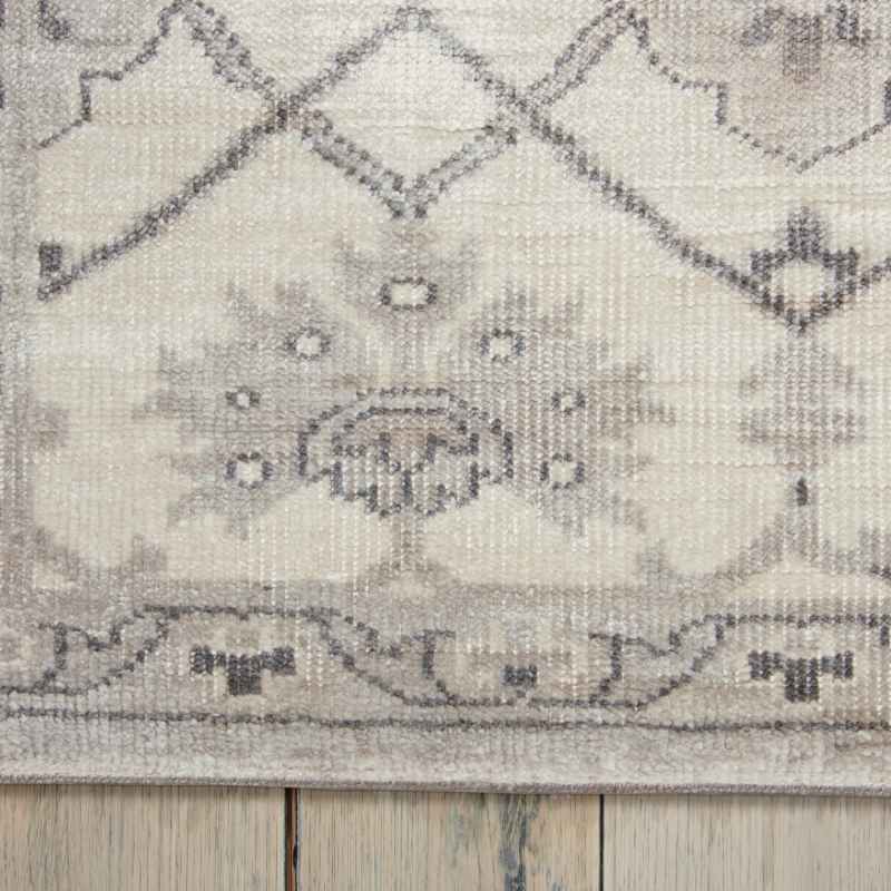 Aldora ALD01 Traditional Bordered Rugs in Silver Grey by Nourison