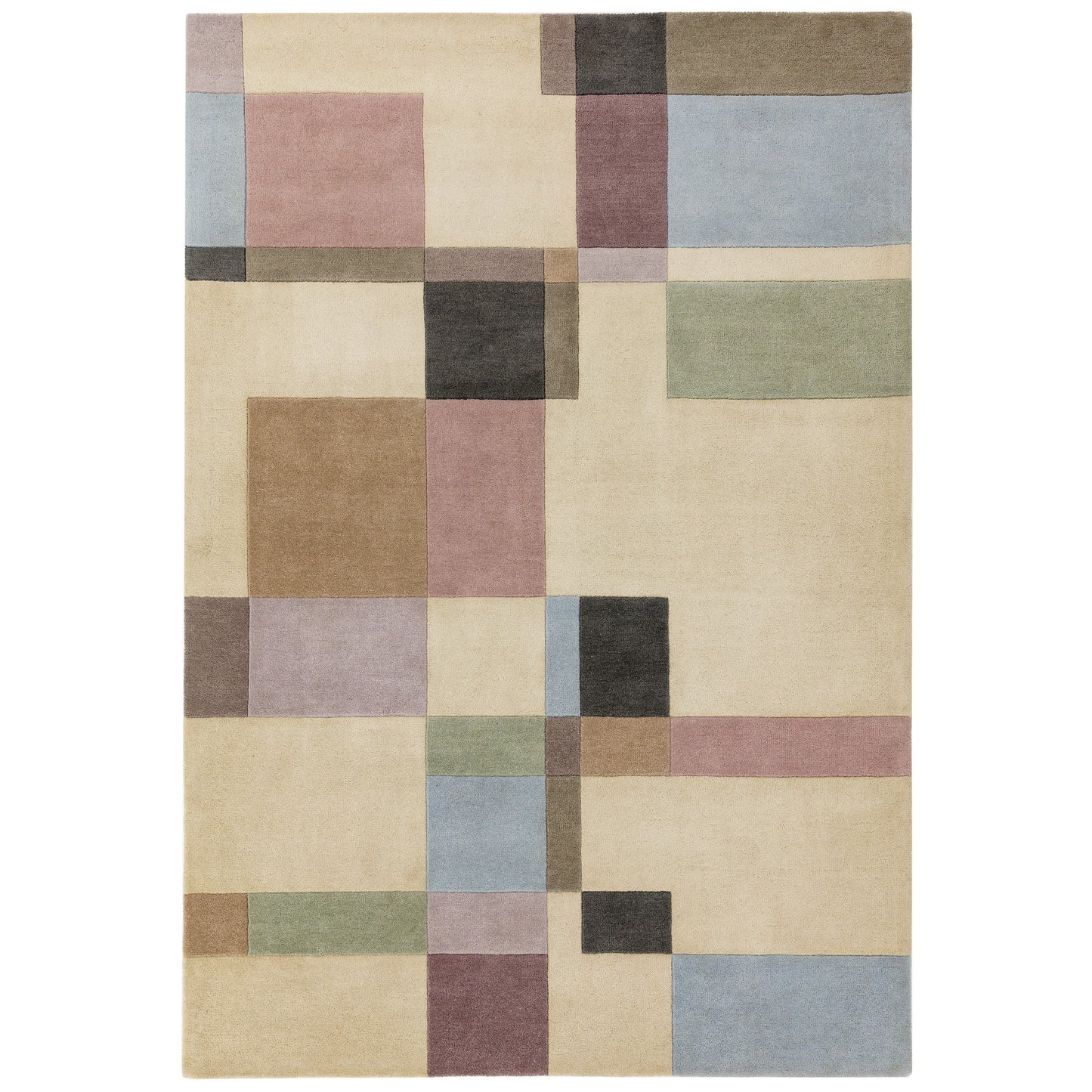 Reef RF17 Geo Blocks Wool Tufted Rugs in Pastel Multi