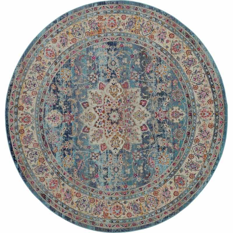 Vintage Kashan Circluar Rugs VKA01 by Nourison in Blue