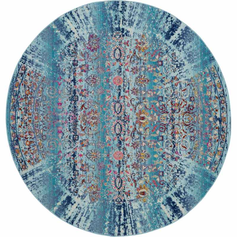 Vintage Kashan Circluar Rugs VKA02 by Nourison in Blue