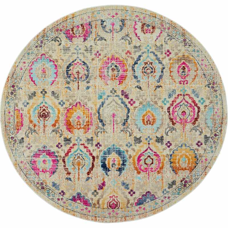 Vintage Kashan Circluar Rugs VKA04 by Nourison in Ivory Multi