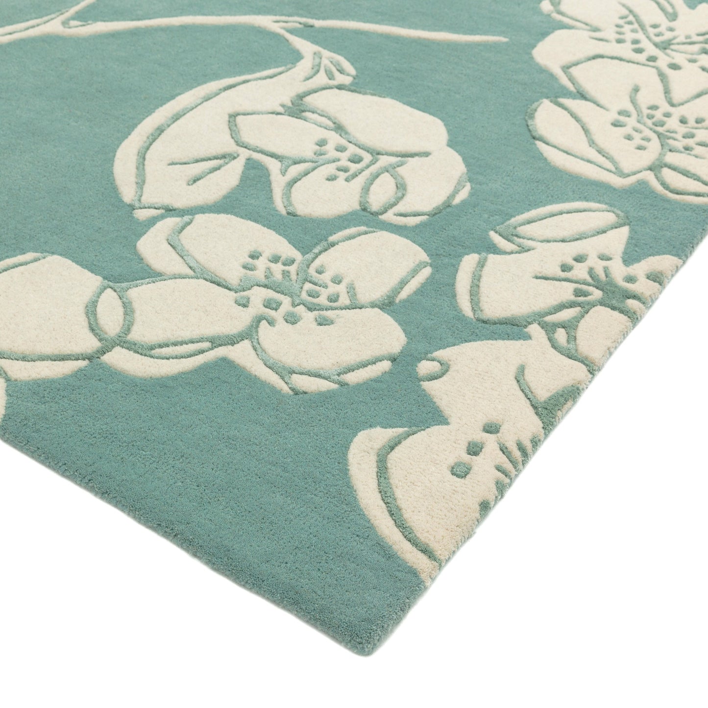 Matrix Devore Floral Wool Rugs MAX12 Blue