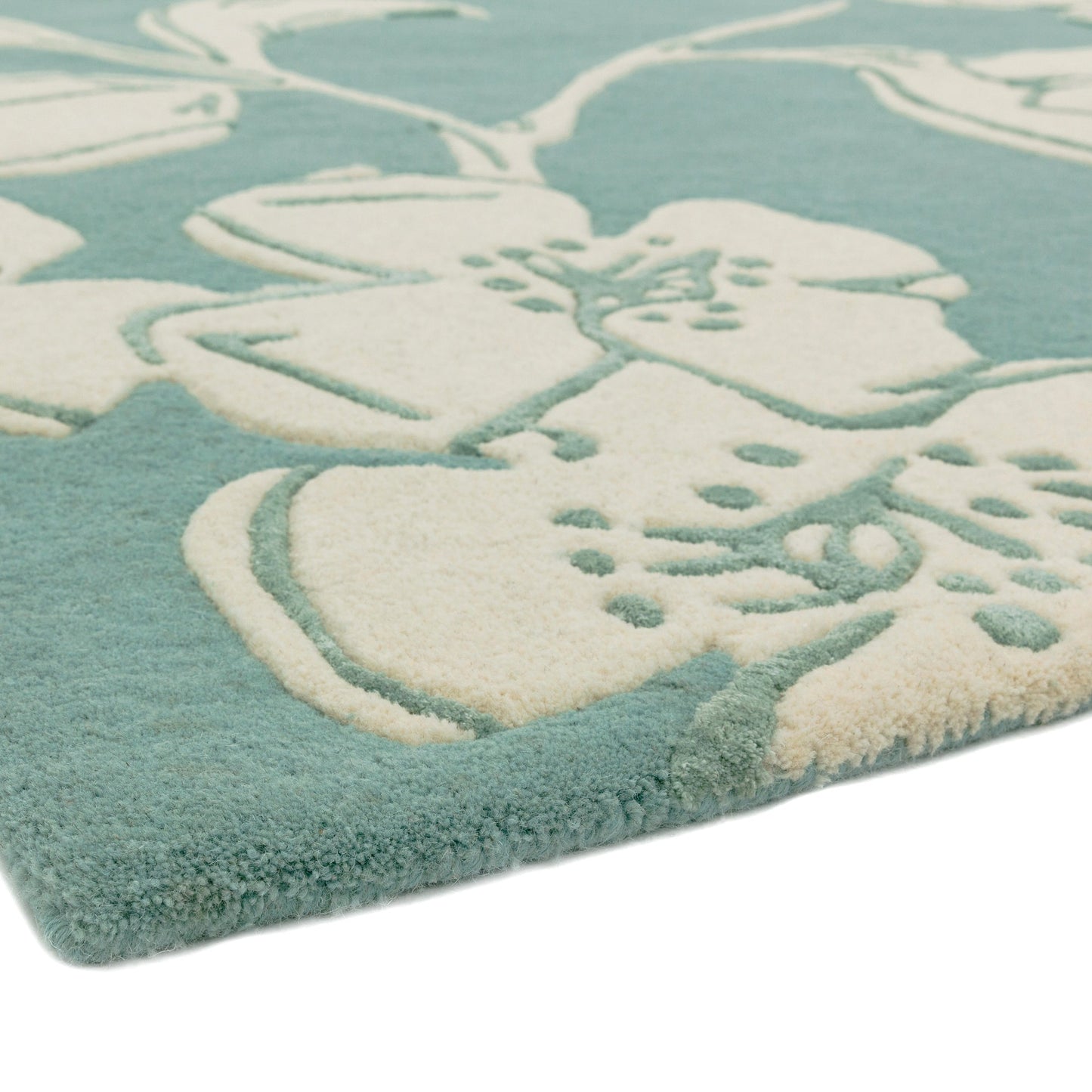 Matrix Devore Floral Wool Rugs MAX12 Blue