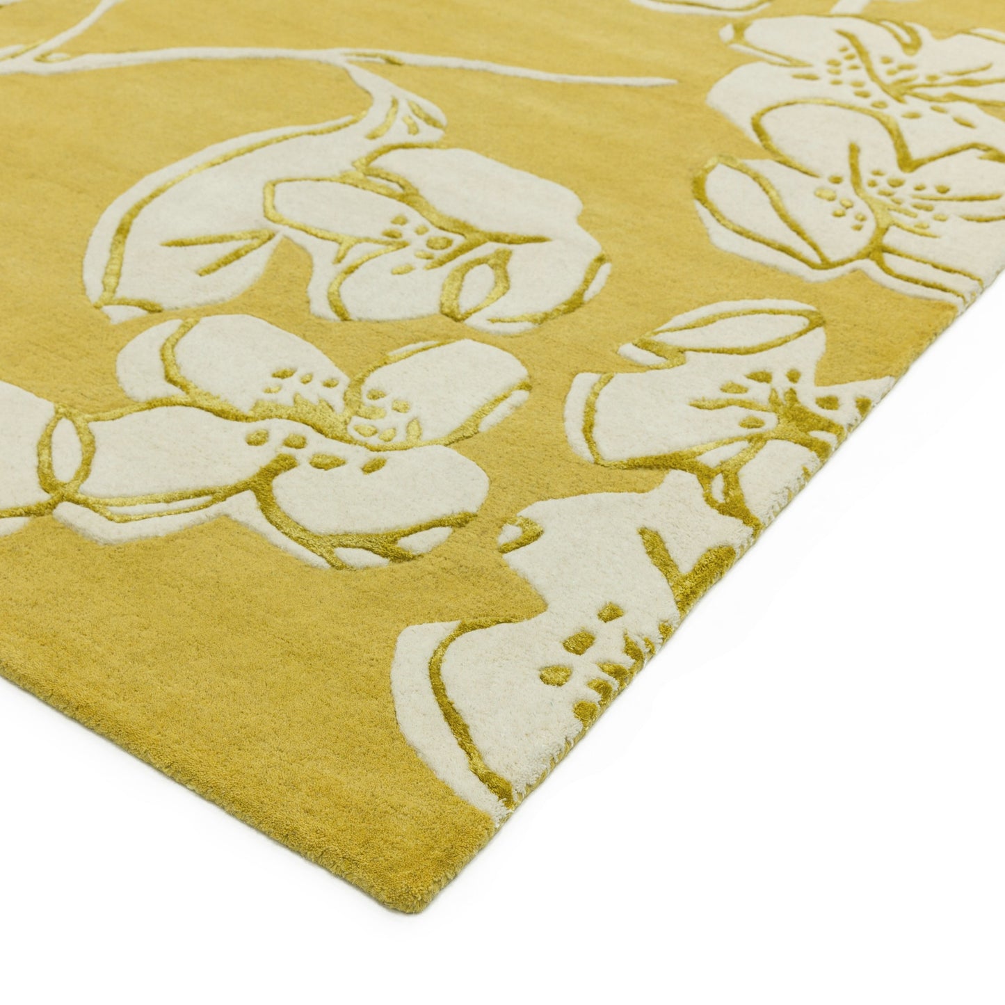 Matrix Devore Floral Wool Rugs MAX15 Yellow