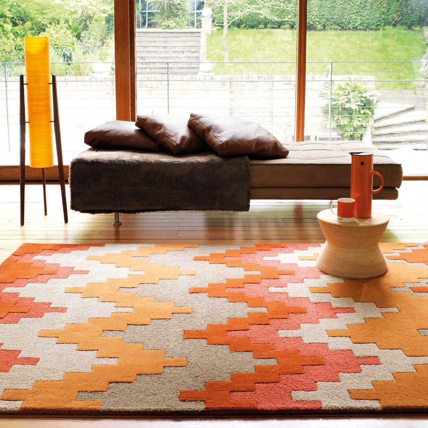 Matrix Cuzzo Geometric Wool Rugs in MAX23 Sienna Red