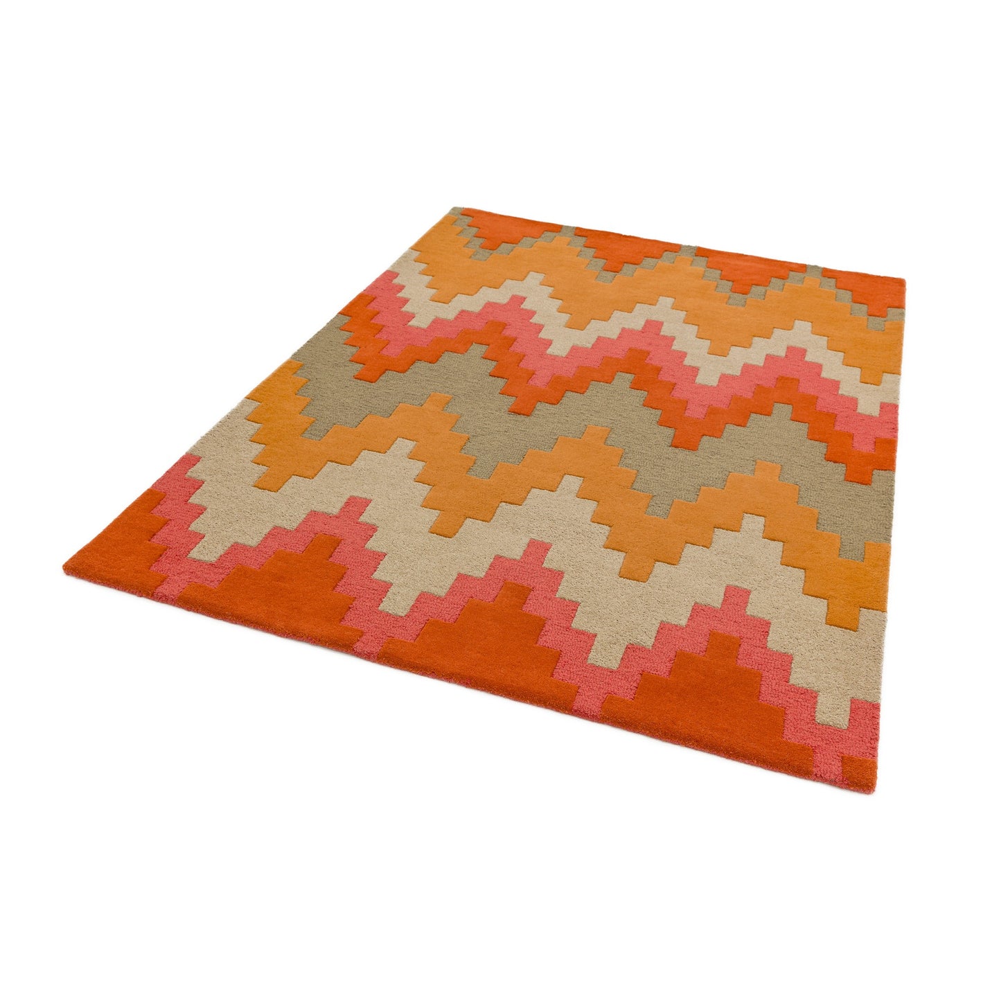 Matrix Cuzzo Geometric Wool Rugs in MAX23 Sienna Red