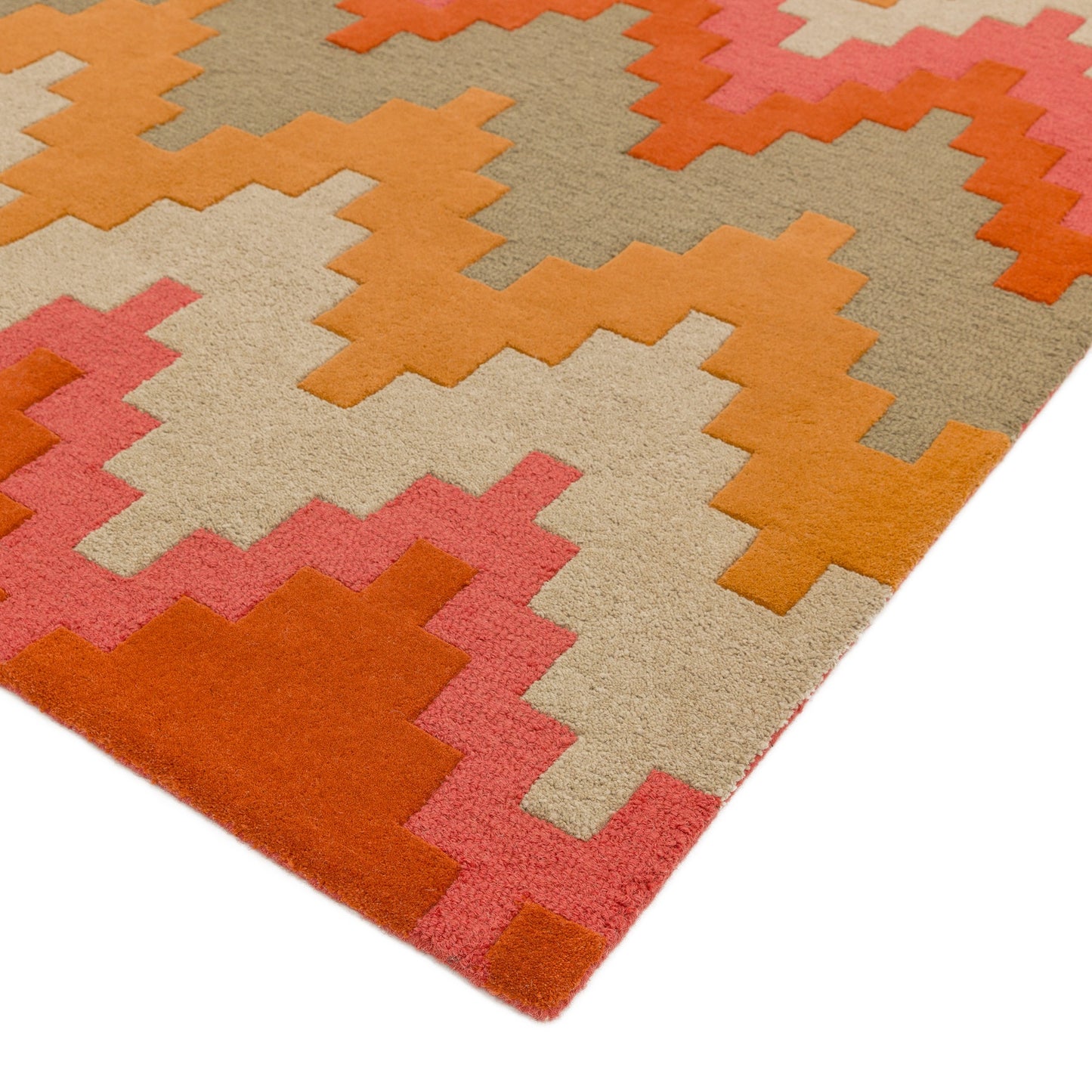 Matrix Cuzzo Geometric Wool Rugs in MAX23 Sienna Red