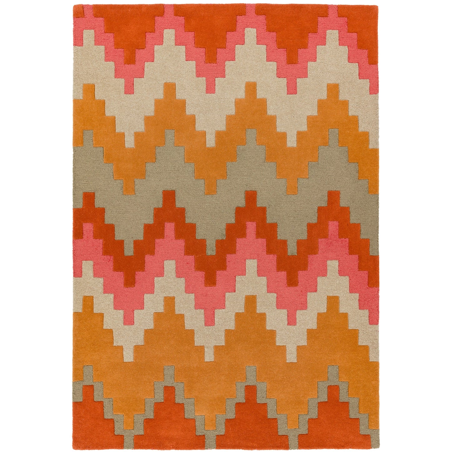 Matrix Cuzzo Geometric Wool Rugs in MAX23 Sienna Red