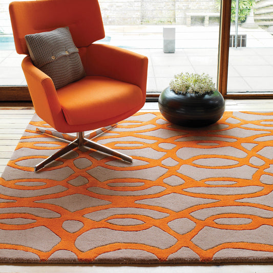 Matrix Wire Modern Geometric Rugs MAX37 Orange