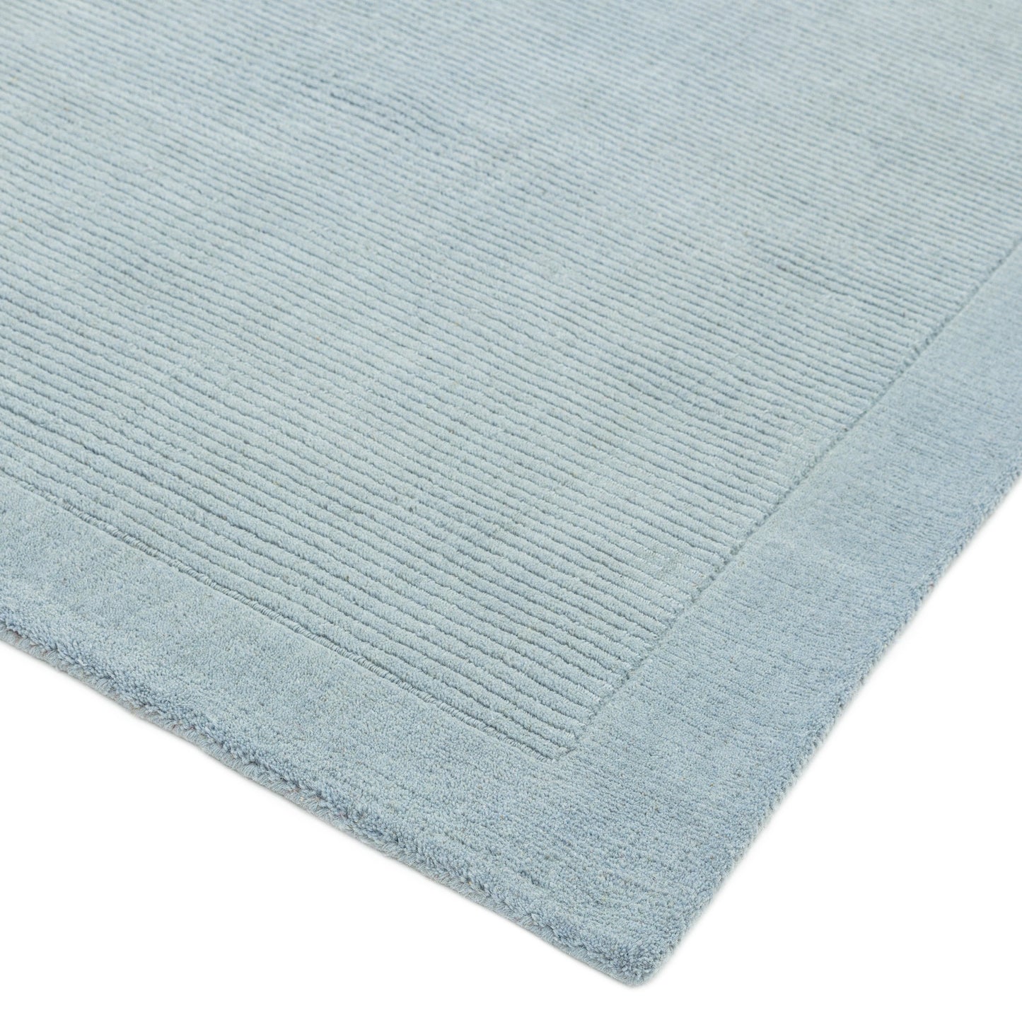 York Plain Wool Ribbed Border Rugs in Duck Egg Blue
