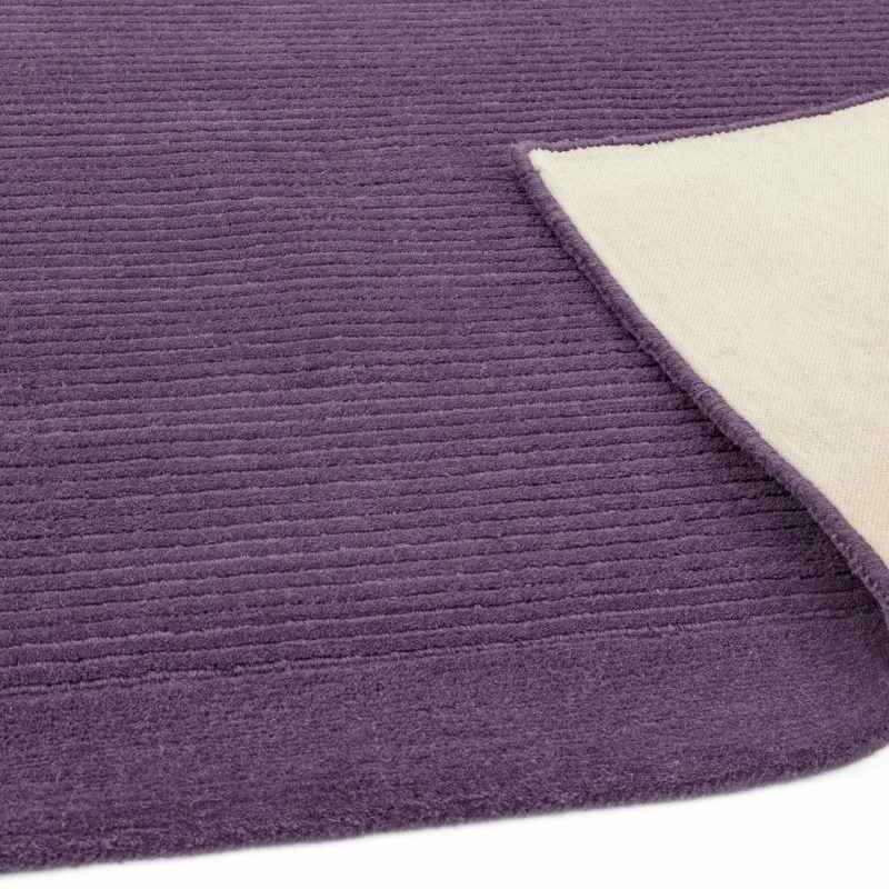 York Plain Wool Ribbed Border Rugs in Purple