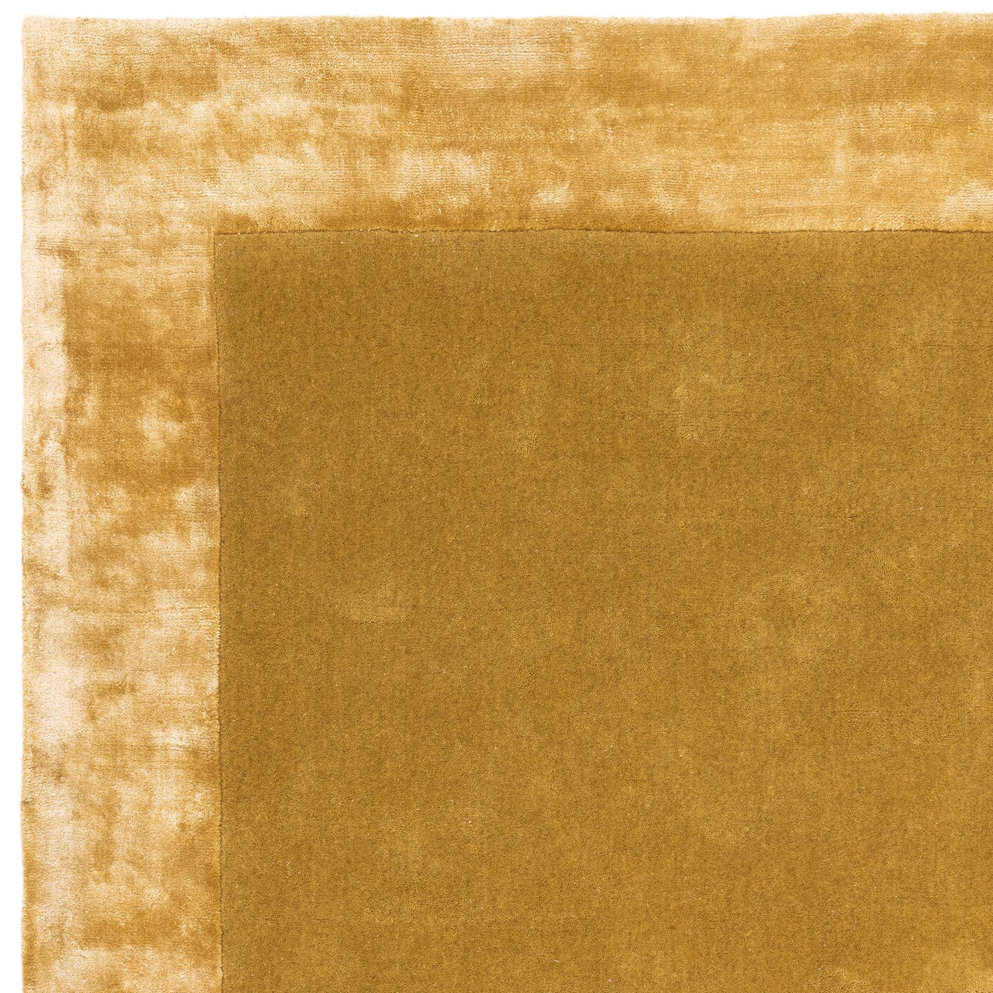 Ascot Plain Modern Bordered Wool Rugs in Gold Yellow