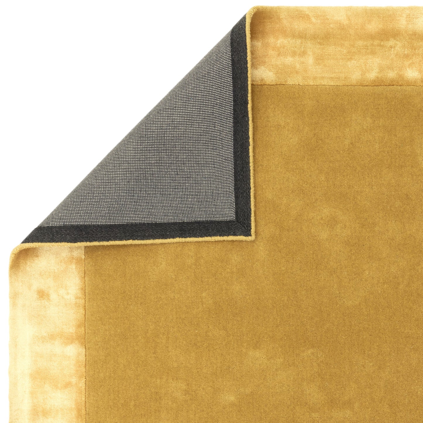 Ascot Plain Modern Bordered Wool Rugs in Gold Yellow