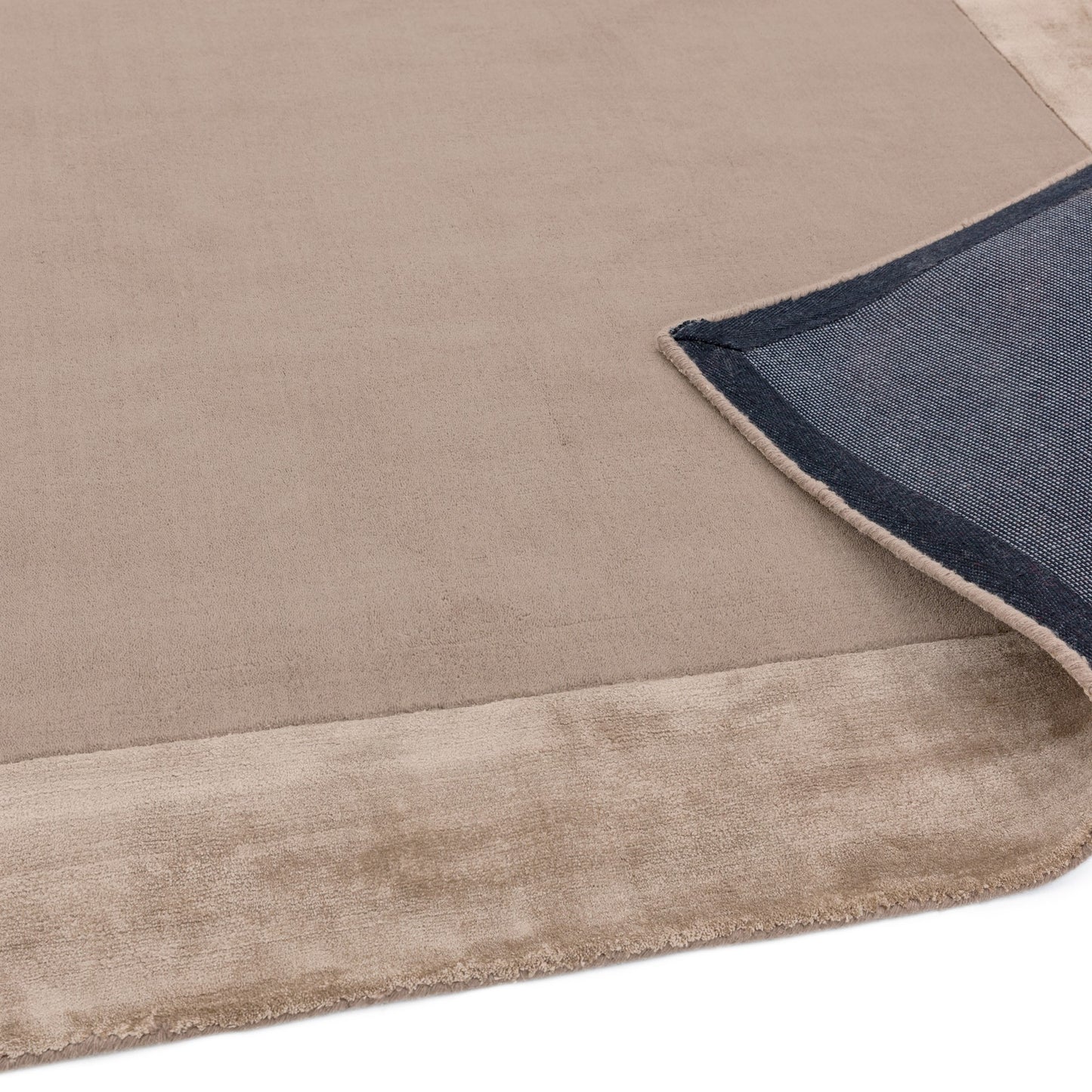 Ascot Plain Modern Bordered Wool Rugs in Sand Beige