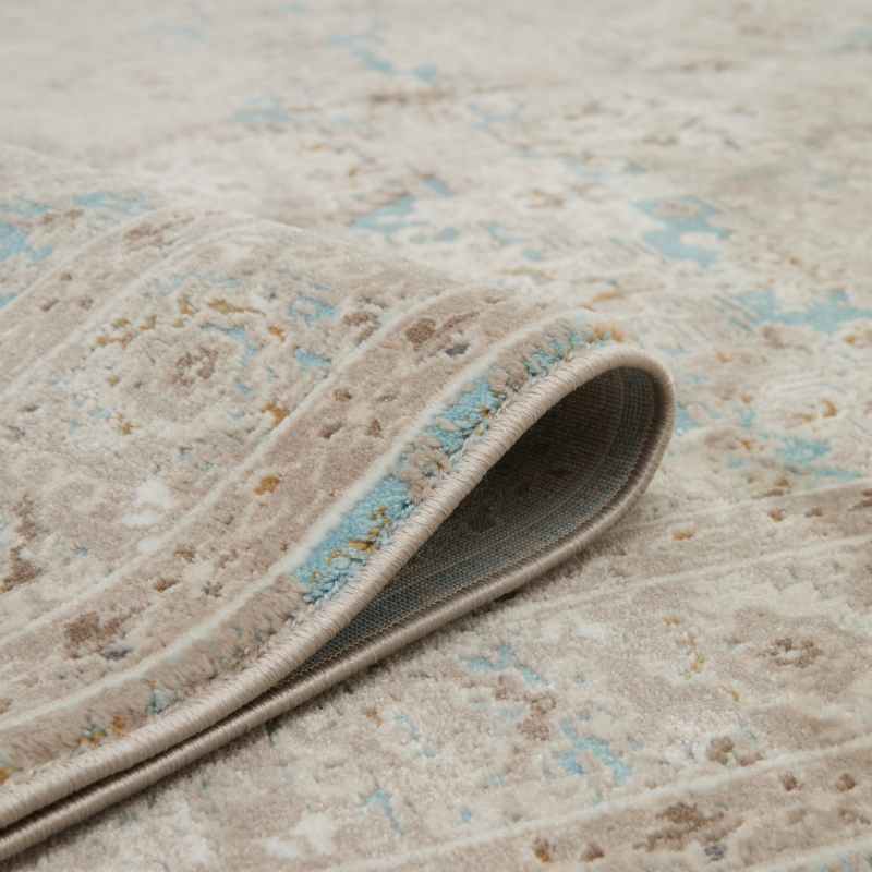 Vintage 550AG Traditional Border Motif Rugs in Blue