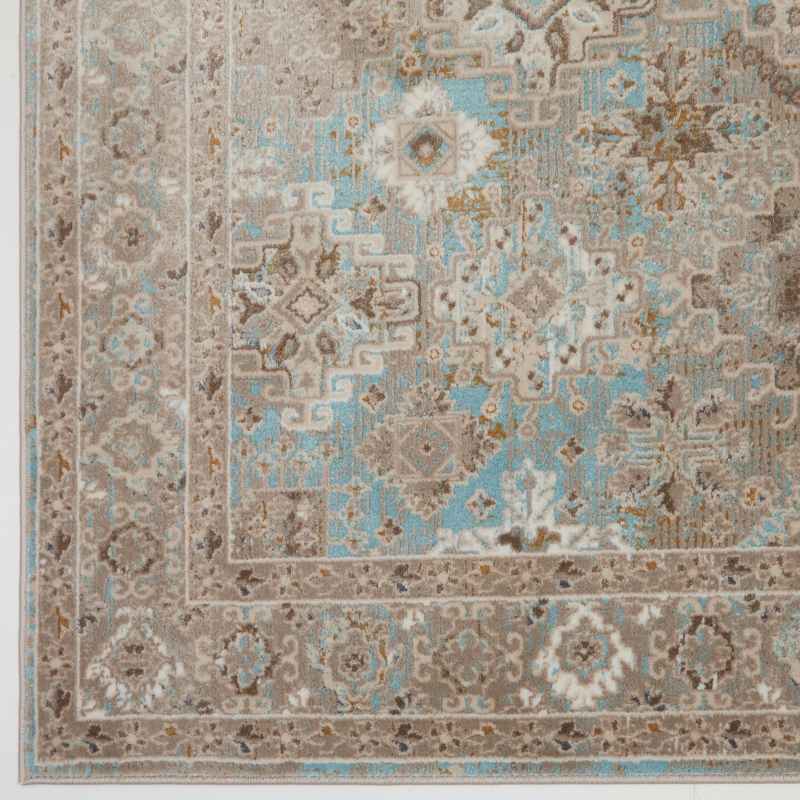 Vintage 550AG Traditional Border Motif Rugs in Blue