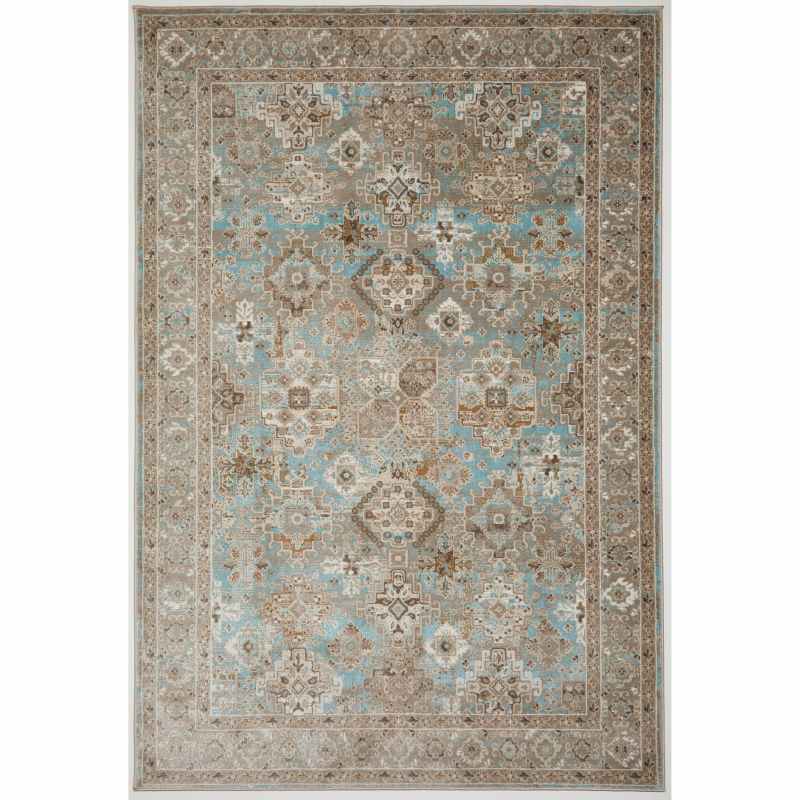 Vintage 550AG Traditional Border Motif Rugs in Blue