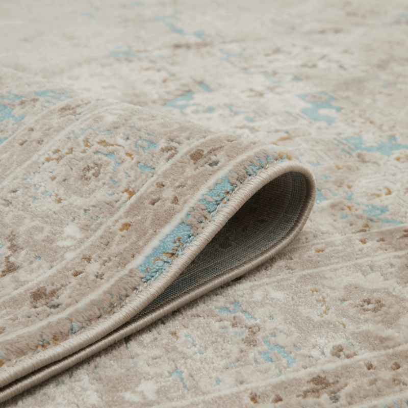 Vintage 550AG Traditional Border Motif Runner Rugs in Blue